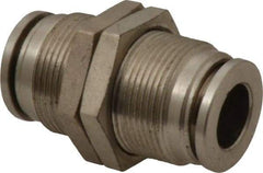 Value Collection - 3/8" Outside Diam, Nickel Plated Brass Push-to-Connect Tube Bulkhead Union - 150 Max psi, Tube to Tube Connection, Brass O-Ring - Americas Industrial Supply