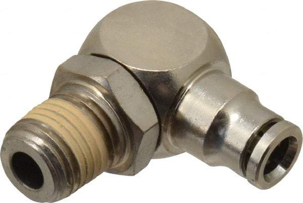 Value Collection - 1/2" Outside Diam, 1/2 NPT, Nickel Plated Brass Push-to-Connect Tube Male Elbow - 150 Max psi, Tube to Male NPT Connection, Brass O-Ring - Americas Industrial Supply