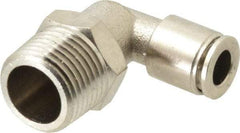 Value Collection - 1/4" Outside Diam, 3/8 NPT, Nickel Plated Brass Push-to-Connect Tube Male Elbow - 150 Max psi, Tube to Male NPT Connection, Brass O-Ring - Americas Industrial Supply