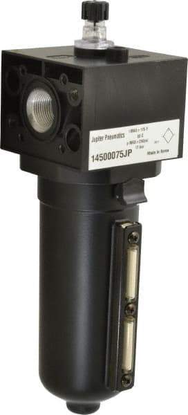 PRO-SOURCE - 3/4 NPT Port, 250 Max psi, Heavy-Duty Lubricator - Metal Bowl with Sight Glass, Aluminum Body, 240 CFM, 175°F Max, 3.62" Wide x 11.81" High - Americas Industrial Supply