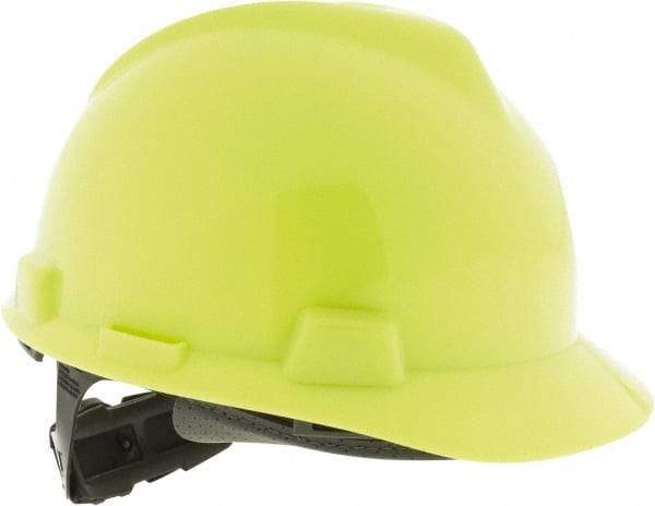 MSA - ANSI Type I, Class E Rated, Ratchet Adjustment Hard Hat - Size 6-1/2 to 8, Hi-Viz Yellow, Standard Brim - Americas Industrial Supply