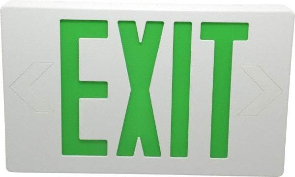 Mule - 1 Face, 5 Watt, White, Polycarbonate, LED, Illuminated Exit Sign - 120/277 VAC, Nickel Cadmium, Universal Mounted, 12 Inch Long x 1-1/2 Inch Wide x 7-1/2 Inch High - Americas Industrial Supply