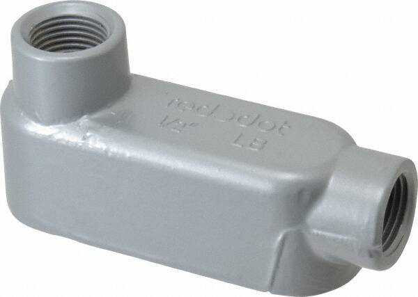 Thomas & Betts - LB Body, 1/2" Trade, IMC, Rigid Aluminum Conduit Body - Oval, 4-9/32" OAL, 4.3 cc Capacity, Gray - Americas Industrial Supply