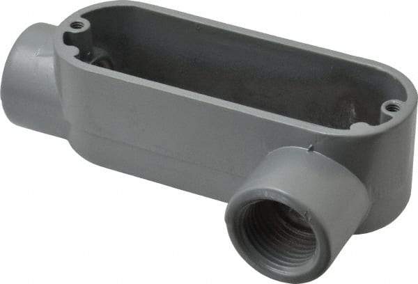 Thomas & Betts - LL Body, 1/2" Trade, IMC, Rigid Aluminum Conduit Body - Oval, 3-1/2" OAL, 4.3 cc Capacity, Gray - Americas Industrial Supply