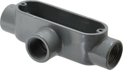 Thomas & Betts - T Body, 1/2" Trade, IMC, Rigid Aluminum Conduit Body - Oval, 4-3/8" OAL, 4.3 cc Capacity, Gray - Americas Industrial Supply