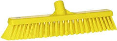 Vikan - 16" Fine Particle Synthetic Push Broom - 2" Bristle Length, Plastic Block, European Threaded Handle Connection - Americas Industrial Supply