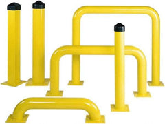 Eagle - 5" Diam x 36" High, Yellow Steel Bollard - 10" Wide x 10" Long Mounting Plate, 47 Lb - Americas Industrial Supply
