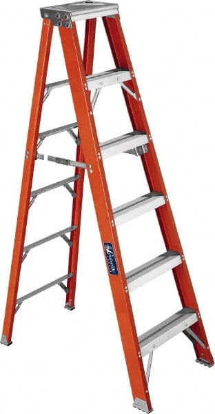Louisville - 10 Steps, 10' High, Type IAA Rating, Fiberglass Step Ladder - Americas Industrial Supply