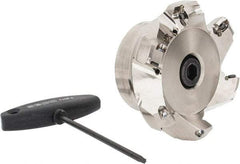 Seco - 3.7" Cut Diam, 1" Arbor Hole, 0.236" Max Depth of Cut, 45° Indexable Chamfer & Angle Face Mill - 6 Inserts, SE.X 43 Insert, Right Hand Cut, 6 Flutes, Through Coolant, Series R220.79 - Americas Industrial Supply
