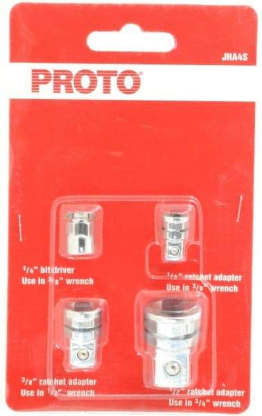 Proto - 1/4, 3/8, 1/2" Drive, Ratcheting Wrench Adapter Set Inch - 1-1/8" OAL - Americas Industrial Supply