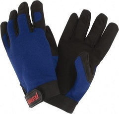 MCR Safety - Size L Synthetic Blend Work Gloves - Adjustable Closure Cuff, Black/Blue, Paired - Americas Industrial Supply