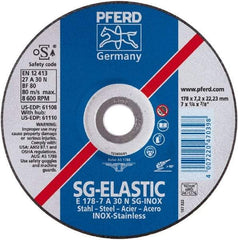 PFERD - 46 Grit, 4-1/2" Wheel Diam, 5/8" Arbor Hole, Type 27 Depressed Center Wheel - Aluminum Oxide - Americas Industrial Supply