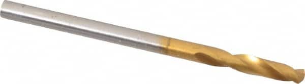 Guhring - #34 130° Parabolic Flute Cobalt Screw Machine Drill Bit - TiN Finish, Right Hand Cut, 16mm Flute Length, 46mm OAL, Standard Point, Straight Shank - Americas Industrial Supply