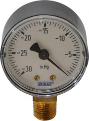 Wika - 2" Dial, 1/4 Thread, 30-0 Scale Range, Pressure Gauge - Lower Connection Mount, Accurate to 3-2-3% of Scale - Americas Industrial Supply