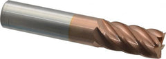 Accupro - 5/8", 1-1/4" LOC, 5/8" Shank Diam, 3-1/2" OAL, 6 Flute, Solid Carbide Square End Mill - Single End, TiCN Finish, Spiral Flute, 40° Helix, Centercutting, Right Hand Cut, Right Hand Flute - Americas Industrial Supply