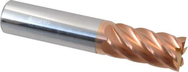 Accupro - 3/4", 1-1/2" LOC, 3/4" Shank Diam, 4" OAL, 6 Flute, Solid Carbide Square End Mill - Single End, TiCN Finish, Spiral Flute, 40° Helix, Centercutting, Right Hand Cut, Right Hand Flute - Americas Industrial Supply