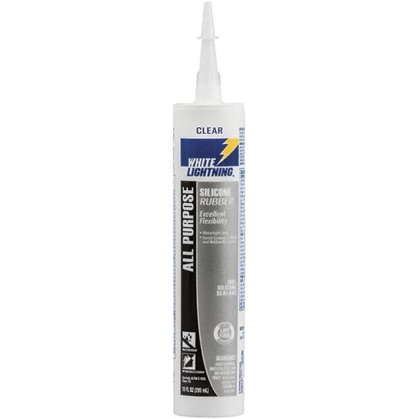 White Lightning - 10 oz Cartridge Clear RTV Silicone Joint Sealant - -80 to 400°F Operating Temp, 30 min Tack Free Dry Time, 24 hr Full Cure Time - Americas Industrial Supply