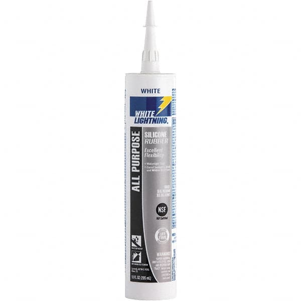 White Lightning - 10 oz Cartridge White RTV Silicone Joint Sealant - -80 to 400°F Operating Temp, 30 min Tack Free Dry Time, 24 hr Full Cure Time - Americas Industrial Supply