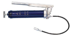 Lincoln - 4,500 Max psi, Flexible Lever Grease Gun - 14-1 & 2 oz (Cartridge) & 16 oz (Bulk) Capacity, 1/8 Thread Outlet, 33 Strokes per oz, Bulk & Cartridge Fill, Includes Coupler - Americas Industrial Supply