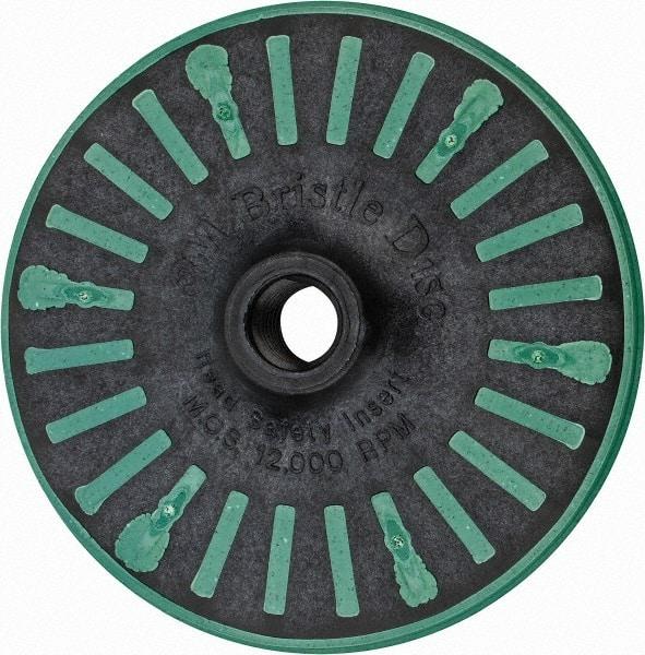 3M - 4-1/2" 50 Grit Ceramic Straight Disc Brush - Coarse Grade, Threaded Hole Connector, 3/4" Trim Length, 5/8-11 Threaded Arbor Hole - Americas Industrial Supply