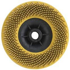 3M - 4-1/2" 80 Grit Ceramic Straight Disc Brush - Medium Grade, Threaded Hole Connector, 3/4" Trim Length, 5/8-11 Threaded Arbor Hole - Americas Industrial Supply