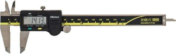 Mitutoyo - 0 to 150mm Range, 0.01mm Resolution, Electronic Caliper - Stainless Steel with 40mm Stainless Steel Jaws, 0.03mm Accuracy - Americas Industrial Supply