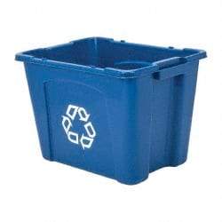 Rubbermaid - 14 Gal Blue Rectangle Recycling Container - Polyethylene, 14-3/4" High x 20-3/4" Long x 16" Wide - Americas Industrial Supply