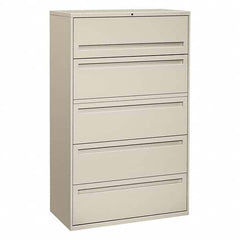 Roll-Out File Cabinet: 5 Drawers, Steel, Light Gray 42″ OAW, 18″ OAD