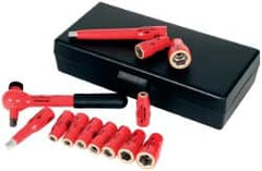 Wiha - 13 Piece 1/4" Drive Socket Set - 6 Points, 5mm to 13mm Range, Metric Measurement Standard - Americas Industrial Supply
