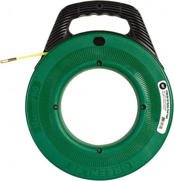 Greenlee - 50 Ft. Long x 3/16 Inch Wide, Nylon Fish Tape - 250 Lb. Pulling Strength, Includes Case - Americas Industrial Supply