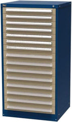 Vidmar - 15 Drawer, Modular Storage Cabinet - Steel, 30" Wide x 27-3/4" Deep x 59" High, Blue & Beige - Americas Industrial Supply