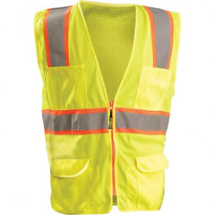 OccuNomix - Size 5XL HI-Vis Orange Mesh/Solid Surveyor's High Visibility Vest - Americas Industrial Supply