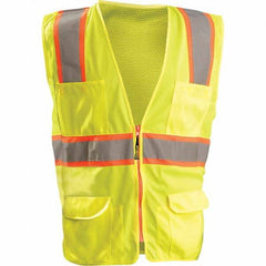 OccuNomix - Size 4XL HI-Vis Orange Mesh/Solid Surveyor's High Visibility Vest - Americas Industrial Supply