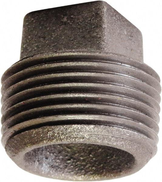 Made in USA - Size 1-1/2", Class 125, Cast Iron Black Pipe Square Plug - 175 psi, FPT End Connection - Americas Industrial Supply