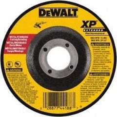 DeWALT - 24 Grit, 6" Wheel Diam, 1/8" Wheel Thickness, 7/8" Arbor Hole, Type 27 Depressed Center Wheel - Zirconia Alumina, Resinoid Bond, 10,100 Max RPM, Compatible with Angle Grinder - Americas Industrial Supply