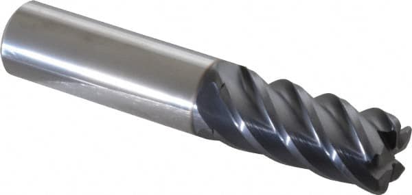 Niagara Cutter - 3/4", 5 Flute, Single End, Solid Carbide, 0.09" Corner Radius End Mill - 4" OAL, 45° Helix, Right Hand Flute, 1-5/8" LOC, Right Hand Cut - Americas Industrial Supply