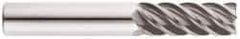 Niagara Cutter - 1", 5 Flute, Single End, Solid Carbide, 0.09" Corner Radius End Mill - 4" OAL, 45° Helix, Right Hand Flute, 2" LOC, Right Hand Cut - Americas Industrial Supply