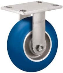 Albion - 5" Diam x 2" Wide x 6-1/2" OAH Top Plate Mount Rigid Caster - Neoprene, 600 Lb Capacity, Precision Sealed Bearing, 4 x 4-1/2" Plate - Americas Industrial Supply