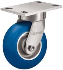 Albion - 5" Diam x 2" Wide x 6-1/2" OAH Top Plate Mount Swivel Caster - Neoprene, 600 Lb Capacity, Precision Sealed Bearing, 4 x 4-1/2" Plate - Americas Industrial Supply