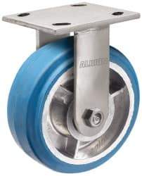 Albion - 6" Diam x 2" Wide x 7-1/4" OAH Top Plate Mount Rigid Caster - Neoprene, 700 Lb Capacity, Roller Bearing, 4 x 4-1/2" Plate - Americas Industrial Supply