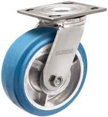 Albion - 6" Diam x 2" Wide x 7-1/4" OAH Top Plate Mount Swivel Caster - Neoprene, 700 Lb Capacity, Roller Bearing, 4 x 4-1/2" Plate - Americas Industrial Supply