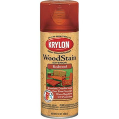 Krylon - 0.5 Qt Aerosol Can Redwood Wood Stain - Oil-Based, Semi-Transparent - Americas Industrial Supply