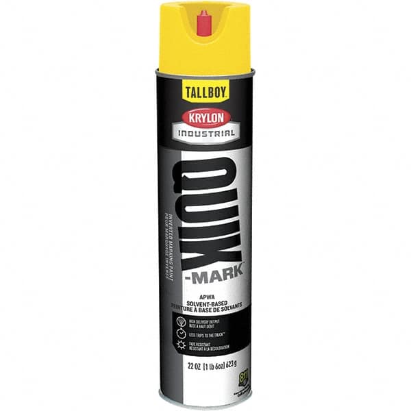 Krylon - 25 fl oz Yellow Marking Paint - 35 to 71 Sq Ft Coverage, Solvent-Based Formula - Americas Industrial Supply