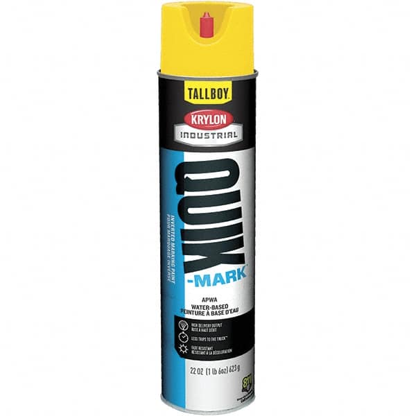 Krylon - 25 fl oz Yellow Marking Paint - 35 to 71 Sq Ft Coverage, Water-Based Formula - Americas Industrial Supply