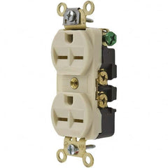 Hubbell Wiring Device-Kellems - 250 VAC 15A NEMA 6-15R Industrial Grade Ivory Straight Blade Duplex Receptacle - Americas Industrial Supply