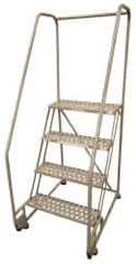 Cotterman - 70" 4 Step TiltNRoll Rolling Ladder - Assembled, 450 Lb Capacity, 40" Platform Height, 28" Base Width x 37" Base Depth, Perforated Tread - Americas Industrial Supply