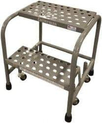 Cotterman - 20" 2 Step Rolling Warehouse Ladder - Assembled, 450 Lb Capacity, 20" Platform Height, 26" Base Width x 18" Base Depth, Perforated Tread - Americas Industrial Supply