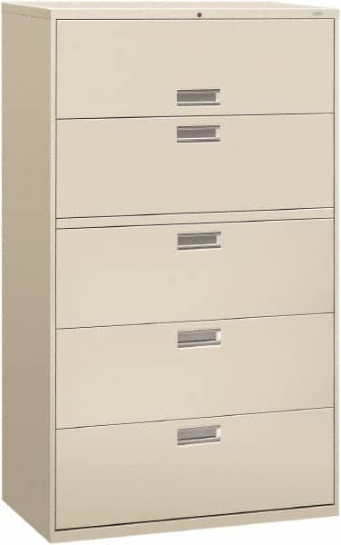 Hon - 42" Wide x 67" High x 19-1/4" Deep, 5 Drawer Roll-Out, Roll-Out Posting - Steel, Light Gray - Americas Industrial Supply