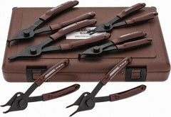 Paramount - 6 Piece, 3/8 to 1-3/4" Bore, 1/8 to 1-7/16" Shaft, Internal/External Retaining Ring Pliers Set - 0.038 to 0.07" Tip Diam Range - Americas Industrial Supply