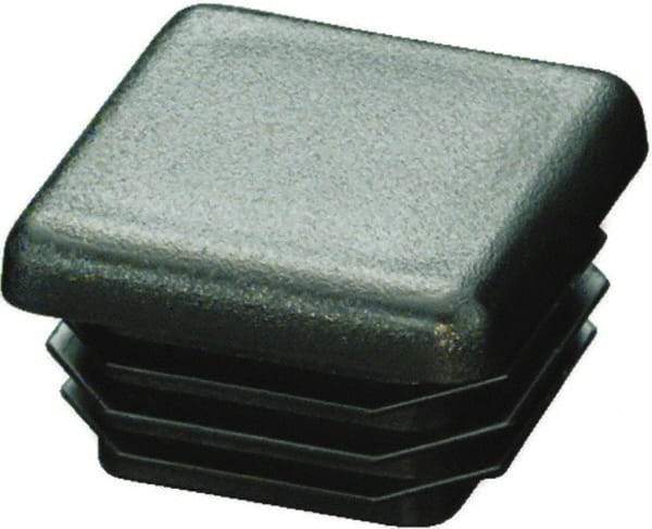 Caplugs - Square Finishing Plug for 10 to 14 Gauge Panels, for 3/4" Tube Diam - 0.43" Deep, Low-Density Polyethylene, Black - Americas Industrial Supply
